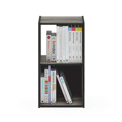 Furinno PELLI Book Shelf, 2x1 Bookshelf, Cube Storage Organizer Cabinet, 12.2 x 11.6 x 24.2, for Living Room, Bedroom, Home Office, French Oak/Black