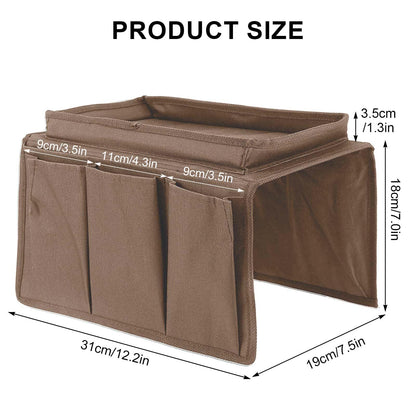 Sofa Armrest Organizer, Couch Caddy Arm Hanging Storage Bag With Cup Holder Tray, Anti-slip Armchairs Bedside Caddy Pouch Sofa Tidy Table for TV
