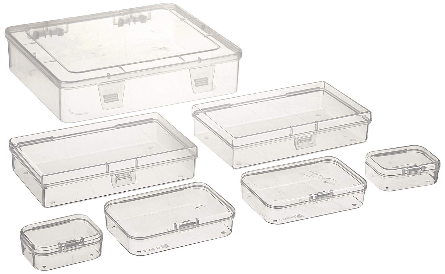 Goodma 7 Pieces Mixed Sizes Rectangular Clear Plastic Storage Box