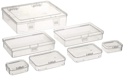 Goodma 7 Pieces Mixed Sizes Rectangular Clear Plastic Storage Box