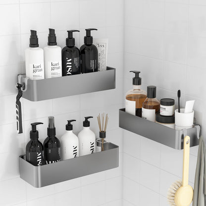 Kitsure 3 Pack Shower Caddy, Rustproof Bathroom Shelves, Large, Silver