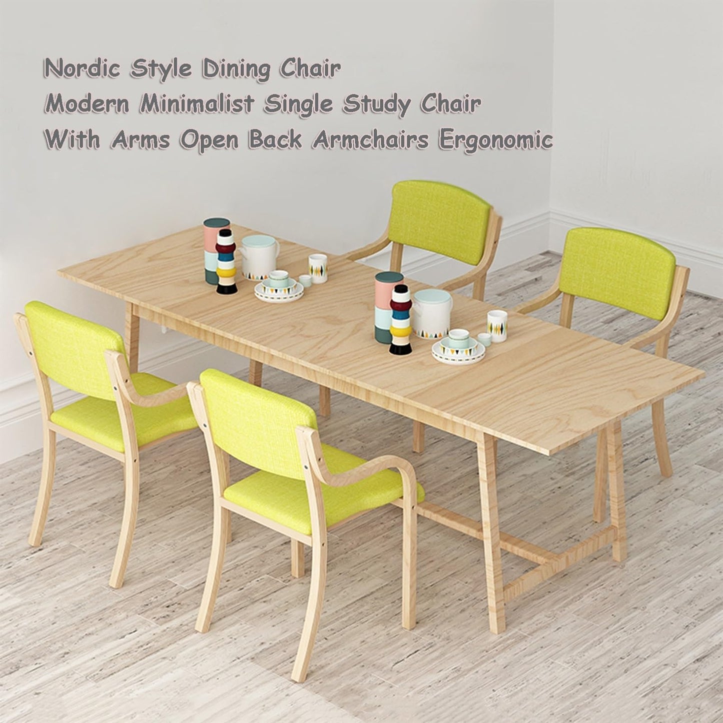 Solid Wood Dining Chairs with Arms Kitchen Chair Upholstered Living Room Armchair with Backrest Modern Office Leisure Lounge Reception Cafe Chairs
