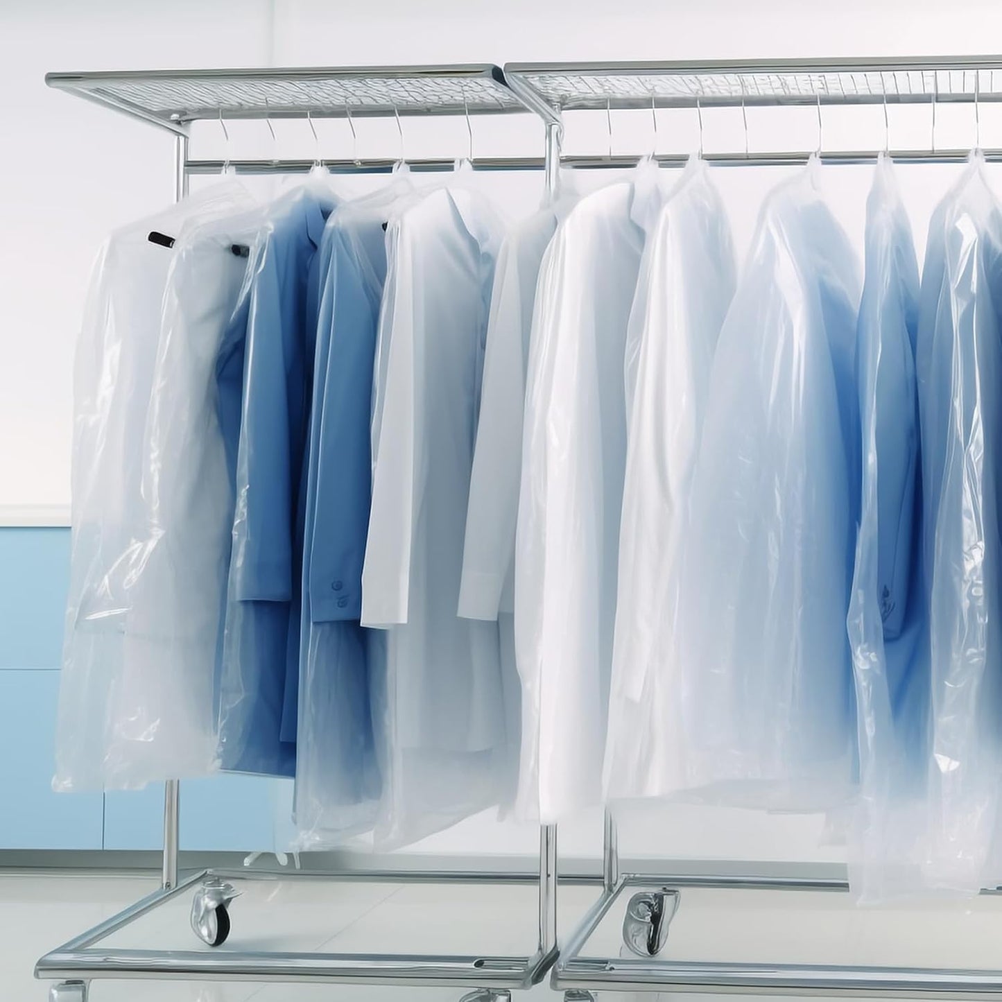 20 Pack Plastic Clothes Covers, 60*100cm/60*140cm Dry Cleaning Bags, Clear Clothes Bags Hanging, Garment Bags