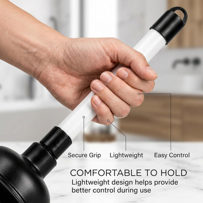 Heavy Duty Drain Unblocker Sink Plunger 9 inch Strong Handle & 4 inch Rubber Cup for Toilet Shower Bathroom Kitchen Drains Powerful Suction Tool Fast