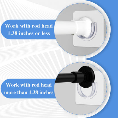 Molain 4Pcs Adhesive Shower Curtain Rod Holder, No Drilling Transparent Shower Rod Holder Invisible Wall Mount Holder Shower Rod Retainer Tension