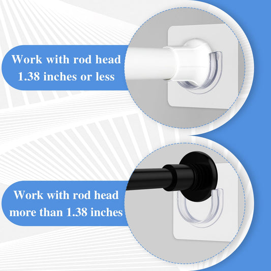 Molain 4Pcs Adhesive Shower Curtain Rod Holder, No Drilling Transparent Shower Rod Holder Invisible Wall Mount Holder Shower Rod Retainer Tension