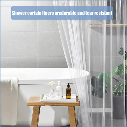 COSORO PEVA Shower Curtain 180x180cm,Heavy Duty Plastic Beige Spliced Weighted Shower Curtains Mould Proof Resistant Waterproof Bath Curtains with 12