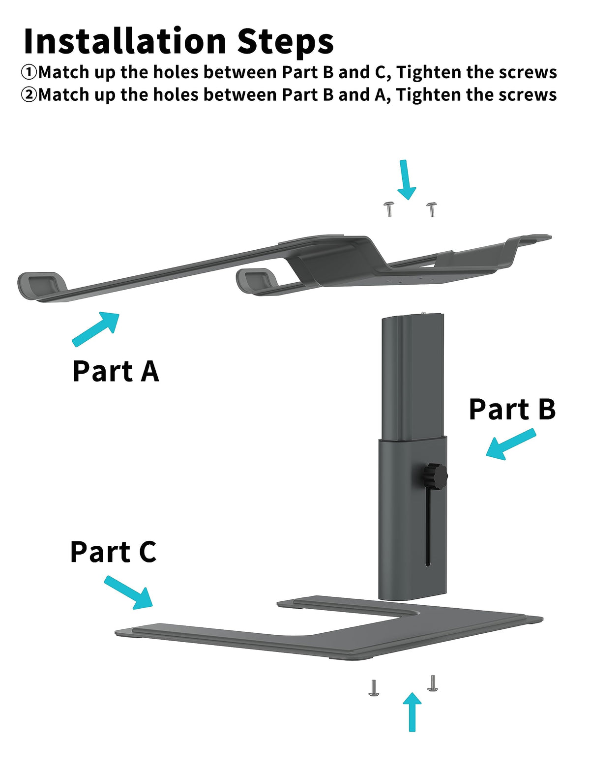ALASHI Laptop Stand for Desk, Computer Stand Adjustable Height, Ergonomic Notebook Laptop Riser