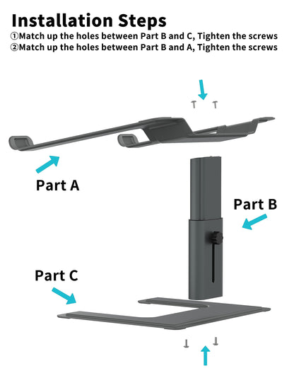 ALASHI Laptop Stand for Desk, Computer Stand Adjustable Height, Ergonomic Notebook Laptop Riser