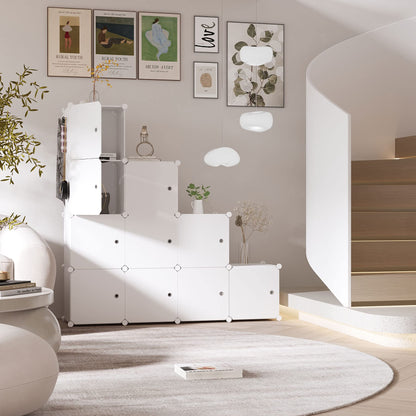 C&AHOME Cube Storage Organizer with Doors, 12-Cube Shelves White