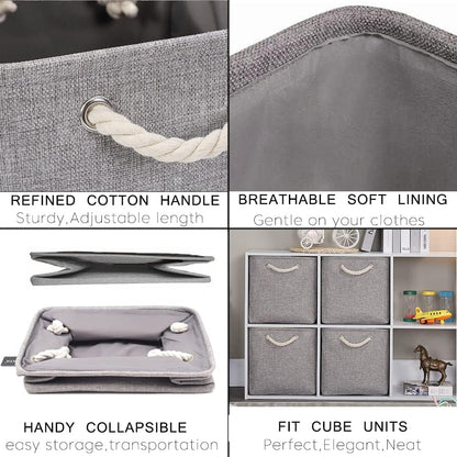 Mangata Fabric Storage Baskets,33 x 38 x 33cm Large Foldable Storage Boxes for Organizing Clothes Shelf Nursery Closet(Grey, Set of 3)
