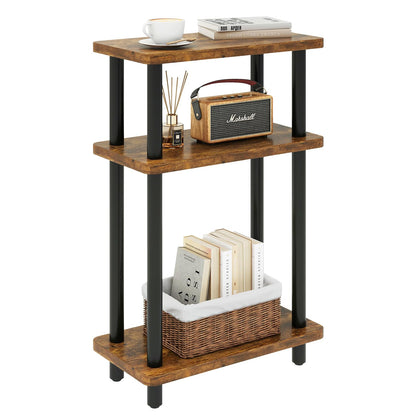 IBUYKE Narrow Side Table, 3-Tier End Table with Storage Shelf Black, Slim Small Table, 40x18x62.5cm,Thin Nightstand Bedside Table for Living Room