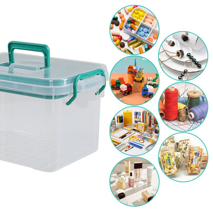 Gloreen Empty First Aid Organizer Box, Clear Medicine Storage Box with Lid