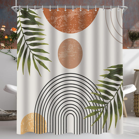 Lerores Shower Curtain 240 x 200 cm Print, Weighted Hem, Anti-Mould, Water-Repellent, Washable Polyester Bath Curtains with 16 Eyelets and Shower