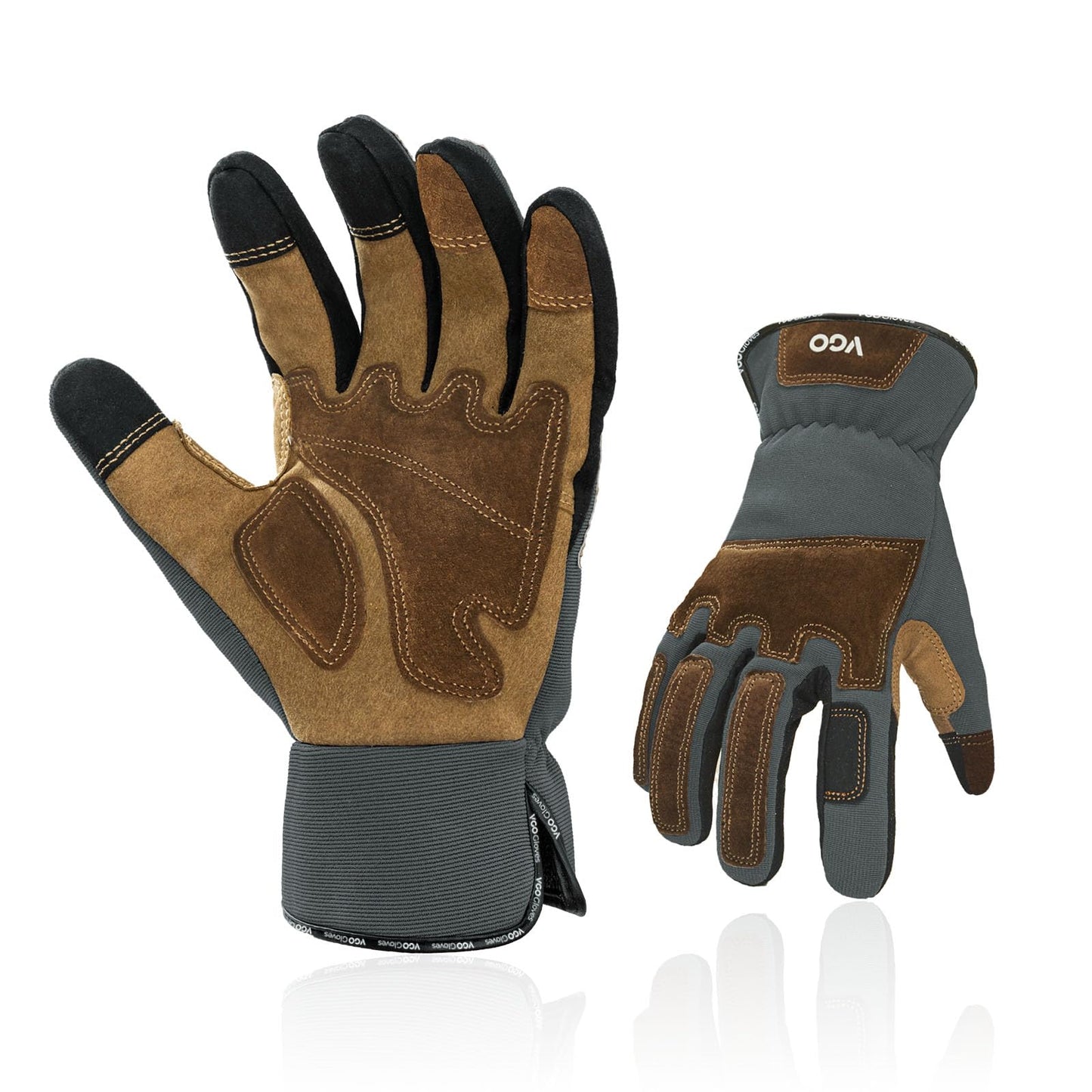 Vgo... Gardening Gloves Touchscreen Thornproof, Men Utility Work Gloves in Pig Leather for Garden Building Warehouse, Dexterity & Breathable