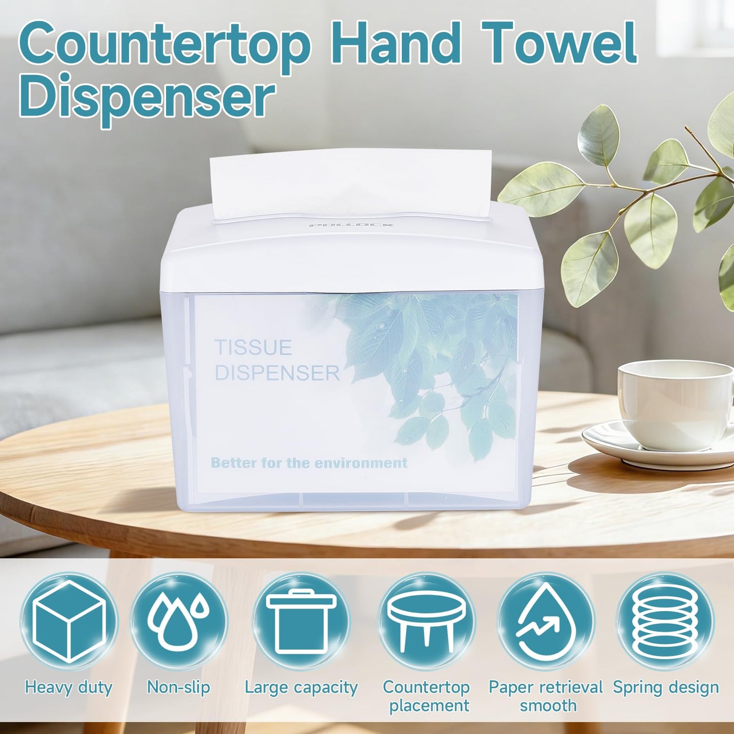 Pollock Countertop Napkin Dispenser, Multifold Paper Towel Dispenser White