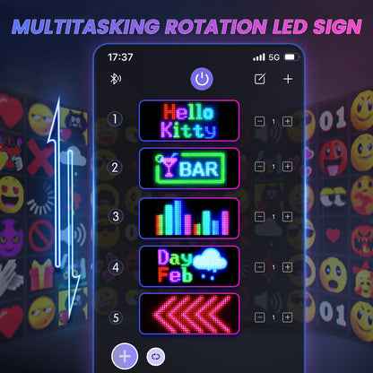 Double Row Scrolling LED Sign for Car, 10.6" x 4.7" Flexible 5V/2A Bluetooth APP Control Programmable LED Sign Custom Text Animation Digital LED