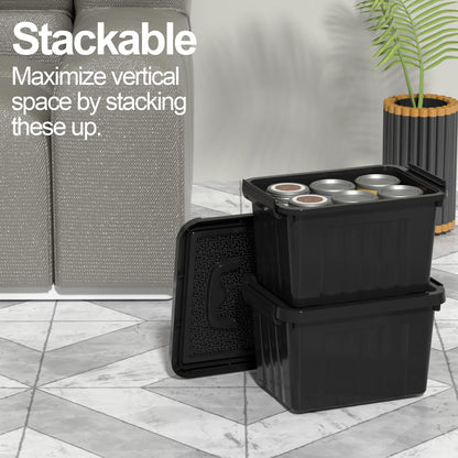 Lesbye 4 PCS Black Plastic Storage Box with Lids, Storage Containers