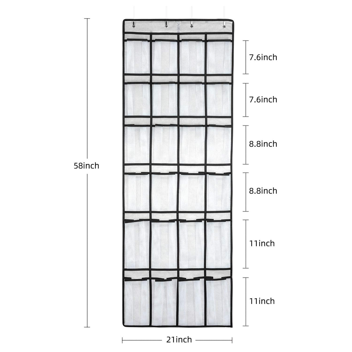 SAVERHO Over The Door Shoe Organizer, Hanging Shoe Organizer with 24 Mesh Large Pockets Door Shoe Rack Organizer for Men Women Kids Hanging Shoe