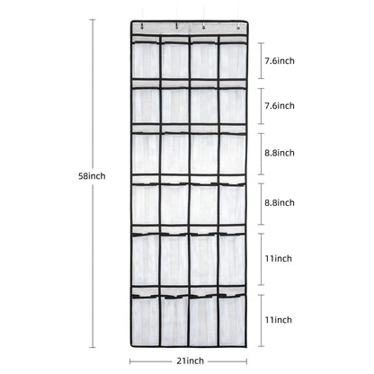 SAVERHO Over The Door Shoe Organizer, Hanging Shoe Organizer with 24 Mesh Large Pockets Door Shoe Rack Organizer for Men Women Kids Hanging Shoe