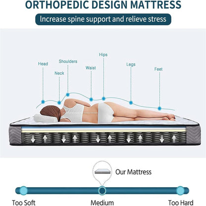 Good Nite 7 Inch Single Mattress 3FT Spring Medium Firm with Memory Foam and 3D Breathable Quilted Knitting Fabric Fire Resistant 90 x 190cm