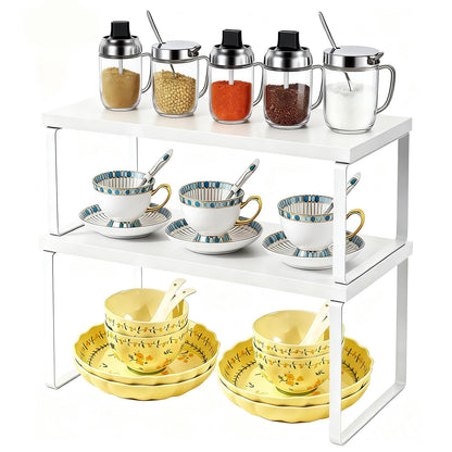 Gudui Kitchen Cupboard Shelf Organiser Counter Storage Organisation, White