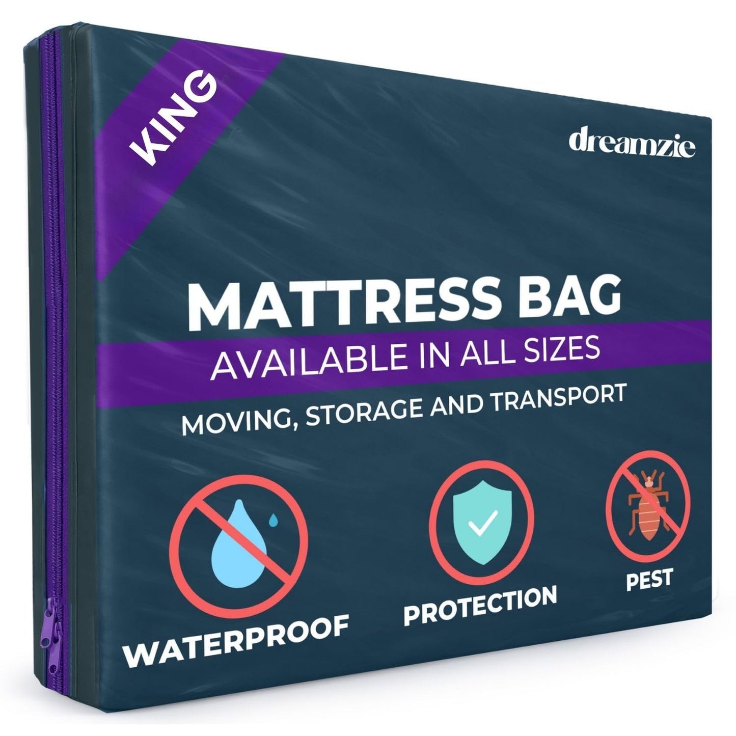 Dreamzie - King Mattress Cover for Moving - Opaque Mattress Storage Bag