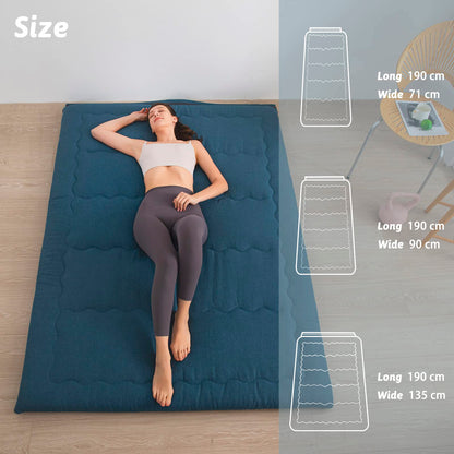 MAXYOYO Portable Foldable Futon Mattress, Hypoallergenic Fabric and Foam Mattress Pad with Handle and Zipper for Outdoor Indoor Camping Guest Car