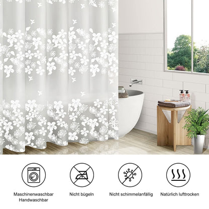 Whoiy Shower Curtain Washable White Shower Curtain Washable 300 x 200 cm Peva Snowflake for Home Dorm,White