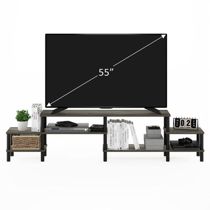 Furinno TURN-N-TUBE TV Stand, Grand Entertainment Center, TV Console for TV up to 55 Inch, for Living Room, Bedroom, French Oak