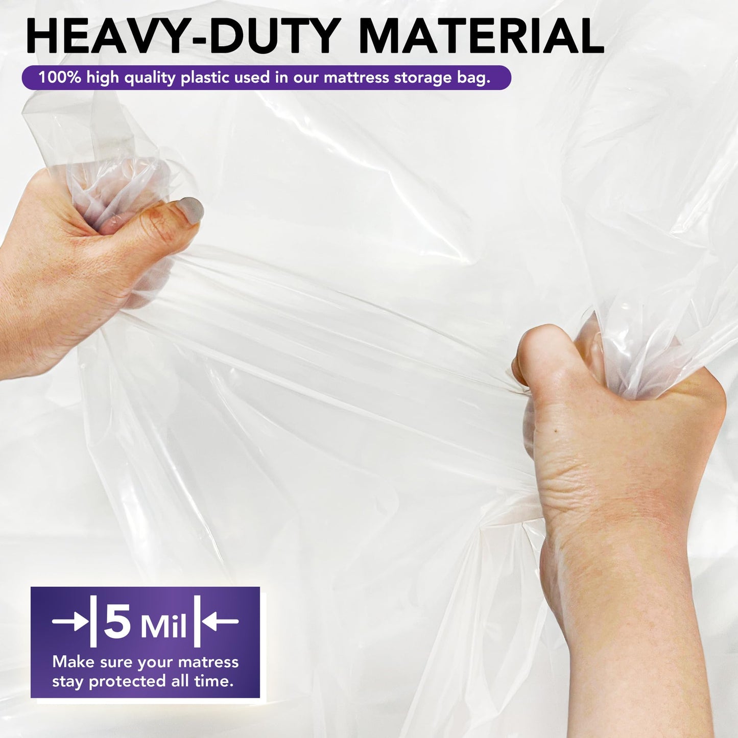 Mattress Bag for Moving and Storage, 5 Mil Heavy Duty Bed Mattress Cover, Mattress Protector Super Thick and Tear Resistant (Super King)