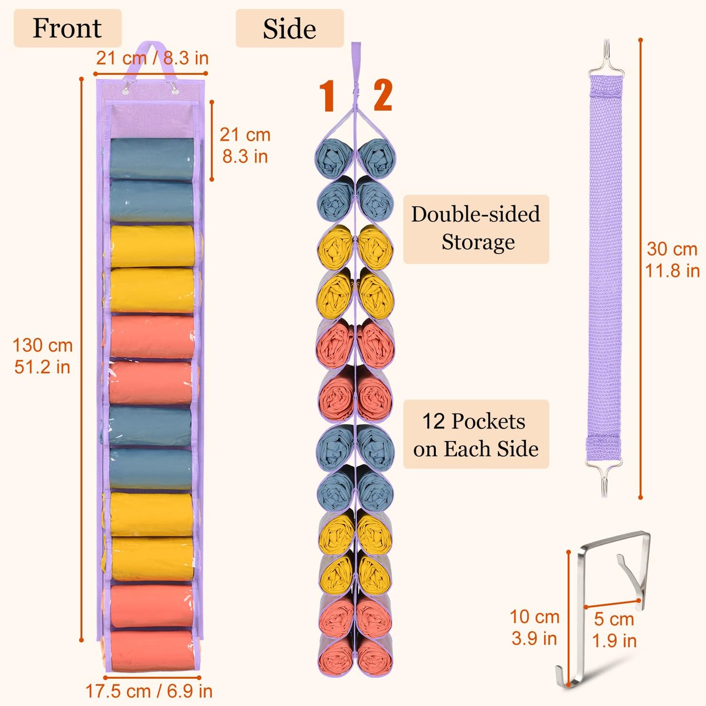 Lirex Hanging Yoga Legging Storage Organizer with 24 Pockets, Foldable Oxford Cloth Hanging Closet Organizer Shirts Jeans Storage Hanger Socks Holder