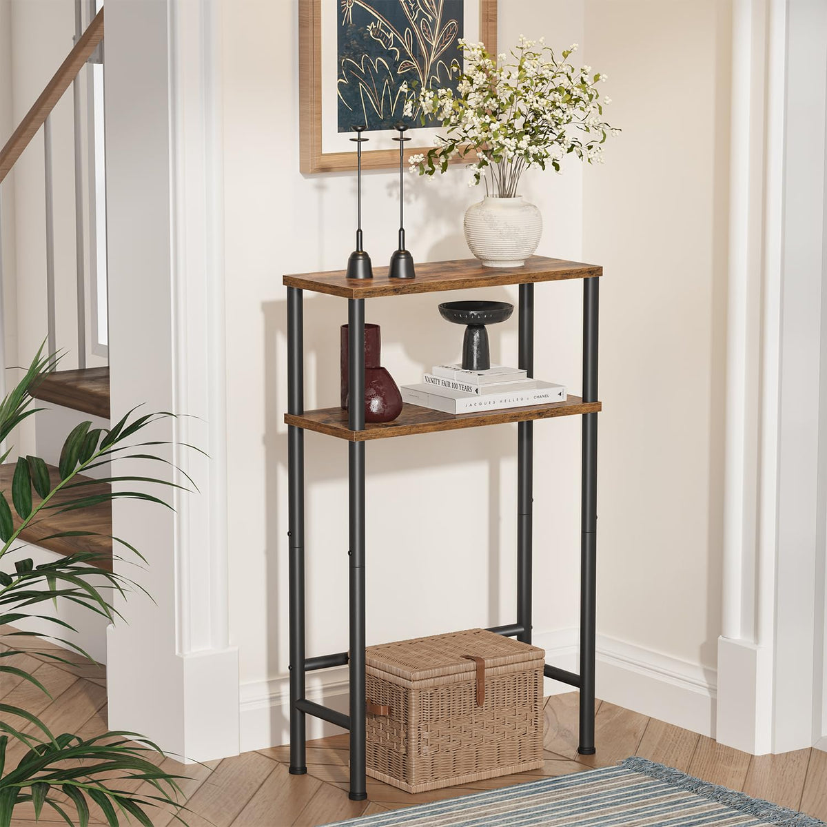 Asgolion Console Table, 2-Tier Slim Sofa Table, 40 x 20 x 80 cm