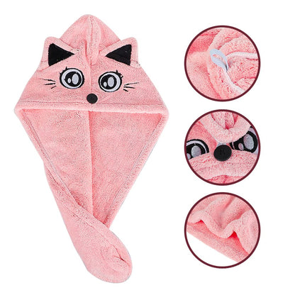 Microfiber Hair Drying Cap Super Absorbent Hair Drying Towels Wrap Women Girls Quick Dry Hair Turban Cap with Button Design Bath Shower Head Wrap
