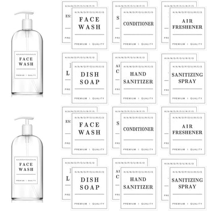 24 PCS Waterproof Labels for Bottles, Bathroom Hand Soap Shampoo and Conditioner Dispenser Label Stickers, Removable Labels for Soap, Lotion