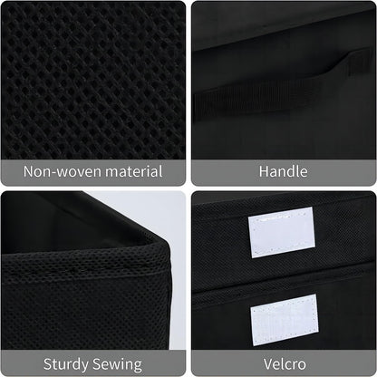 Homsorout Foldable Storage Boxes with Lids - Wardrobe Organiser Bin with Handle Fabric Basket Containers for Clothes, Book, Shelf, Office