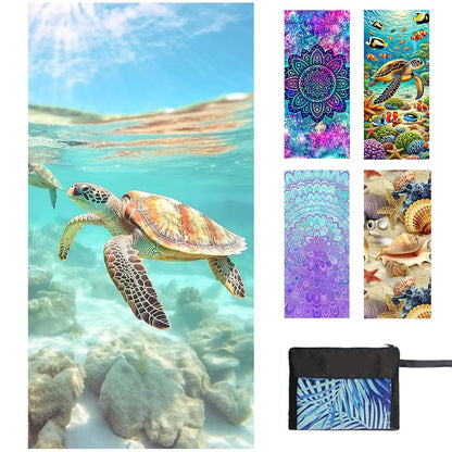 JAODFK Microfibre Beach Towel 71"X32" Quick Dry Lightweight Sand Free Extra Large Thin Sea Turtle Towels Travel Essentials For Adults Womens Swim