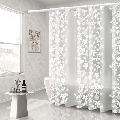 Whoiy Shower Curtain Washable White Shower Curtain Washable 300 x 200 cm Peva Snowflake for Home Dorm,White