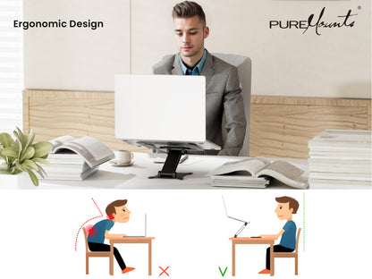 PureMounts Laptop Stand, Height-Adjustable, Foldable & Ergonomic Notebook Holder for Home Office