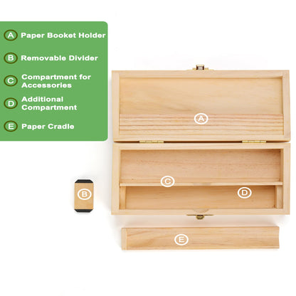 RYO TRUST Roll Box, Storage Stash Box with Rolling Paper Dispenser and V Block, Portable Pine Wood Smoking Accessories Organizer 6.6'' x 3.3" x