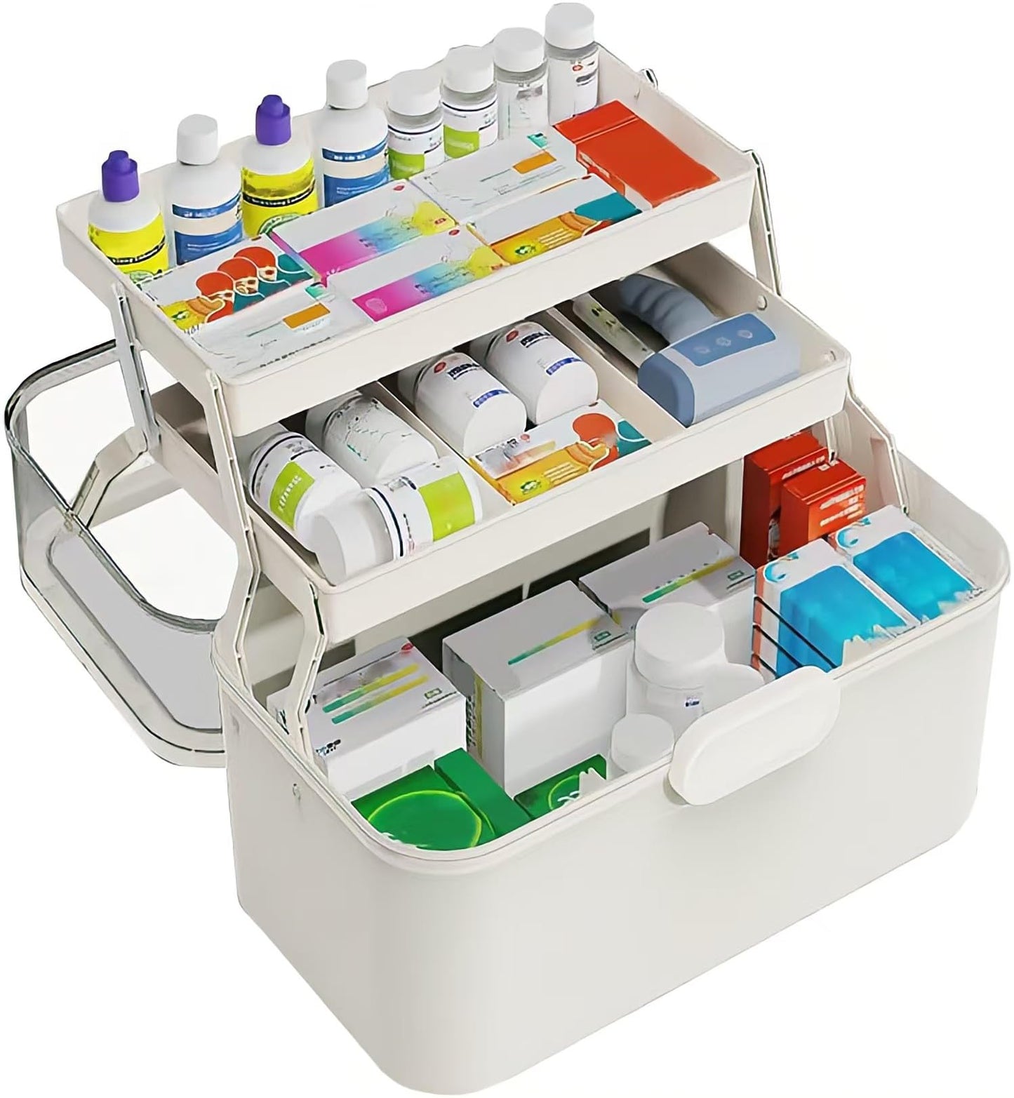 Sevitini Medicine storage, Medication Storage Box, 3 Layer Multi Grid Medicine Box, Large capacity, Medicine Container Box portable