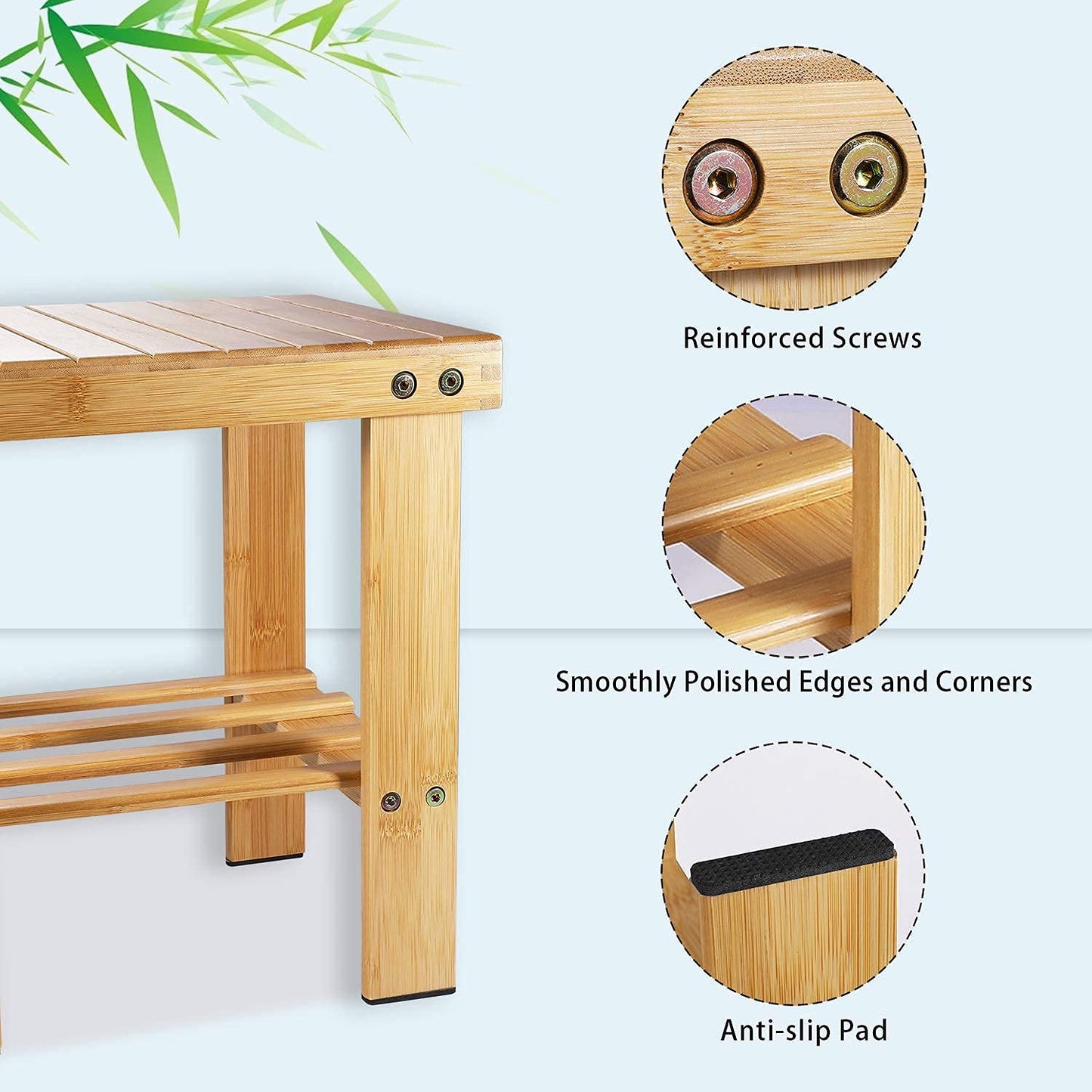 Yoassi Step Stool, Heavy Duty Bamboo Multi Purpose Step Stool&Seat With a Storage Shelf for Kids or Adults, 100% Natural Bambo (S)