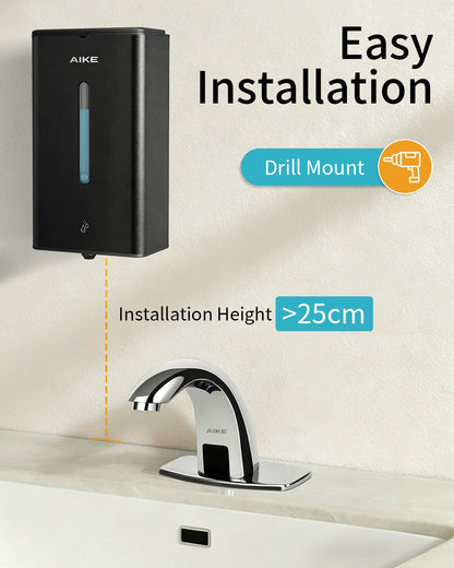 AIKE Square Automatic Soap Dispenser for Liquid, Stainless Steel Dispenser