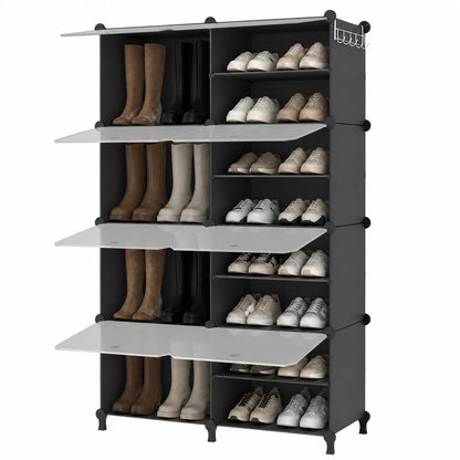 ATTDETJL Shoe Storage,Oversized Shoe Rack with Cover and Hooks for 24Pair