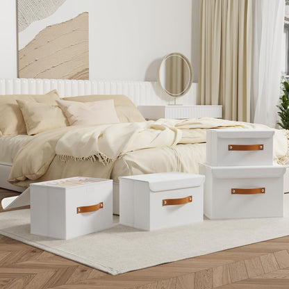 OUTBROS Storage Boxes with Lids 2 Pack, Organiser 45x30x30 cm, White