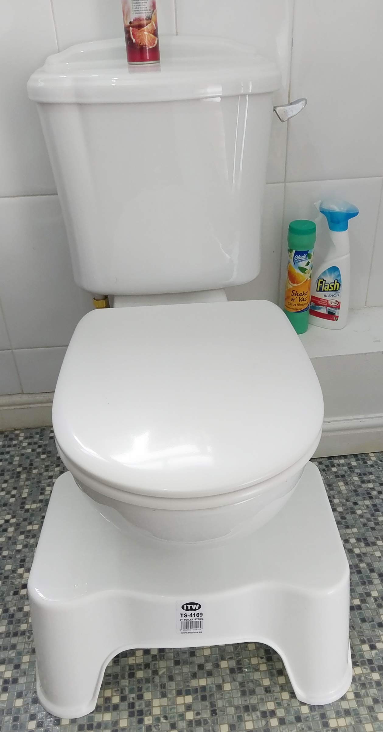 Qomfy 9" Bathroom Toilet Stool, Medically Tested Squatting Toilet Stool, Non-invasive Remedy for Haemorrhoids, Constipation, IBS, Flatulence, Bloating