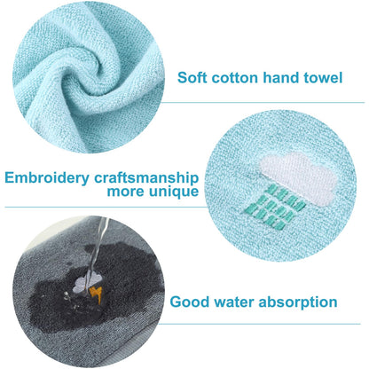 Dewocke 4PCS Children's Facial Towel, Kids Washcloth Towels, Cotton Kids Face Towels, Cute Hand Towel Set, Embroidered Children Towels