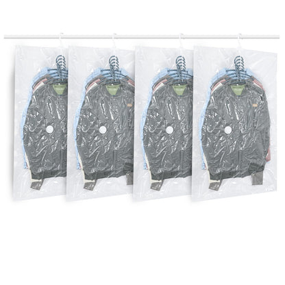 Hanging Vacuum Storage Bags, ZWMYF 4 PCS Space-saving Vacuum Bag for Clothes, Suits, Dresses, Coats or Jackets
