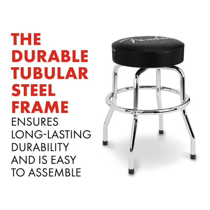 Fender Spaghetti Logo Barstool, Swivel Padded Guitar Stool, 24 In