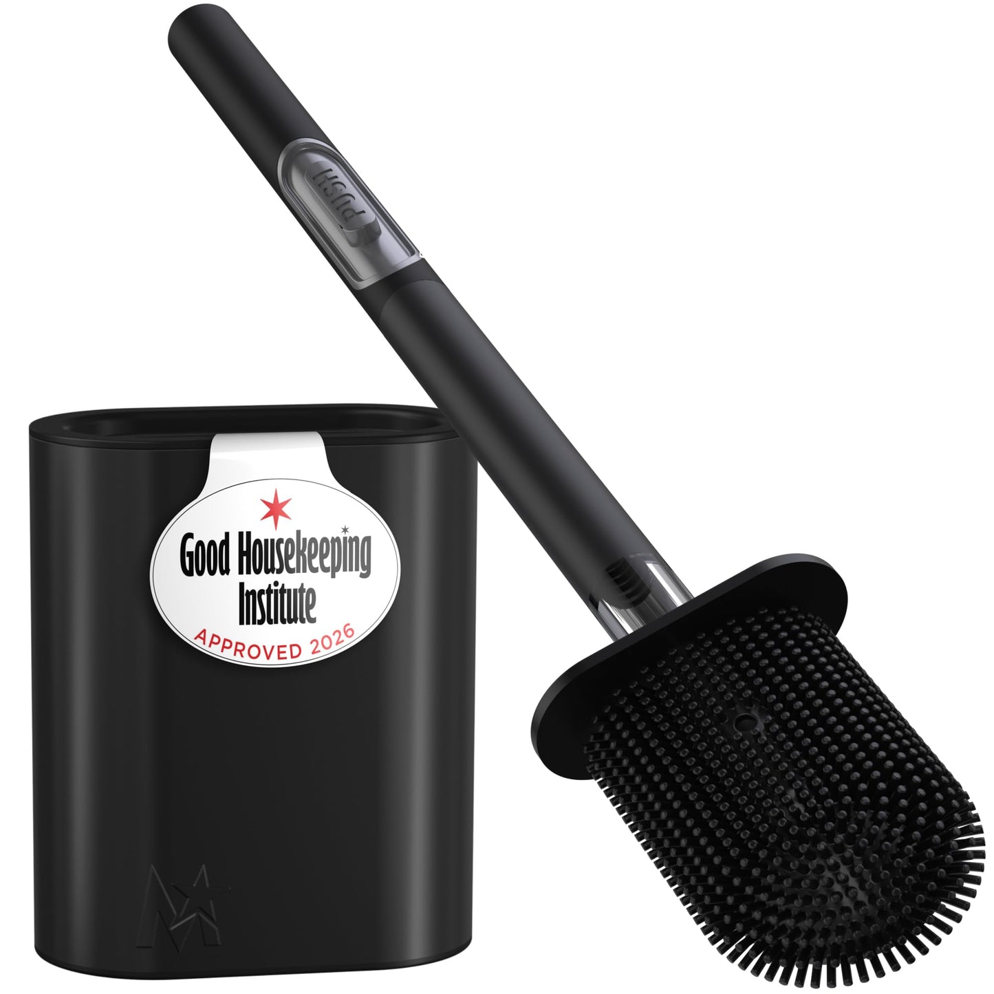 Premium Silicone Toilet Brush with Holder Good Housekeeping Approved - Stainless Steel Wall-Mounted & Free-Standing